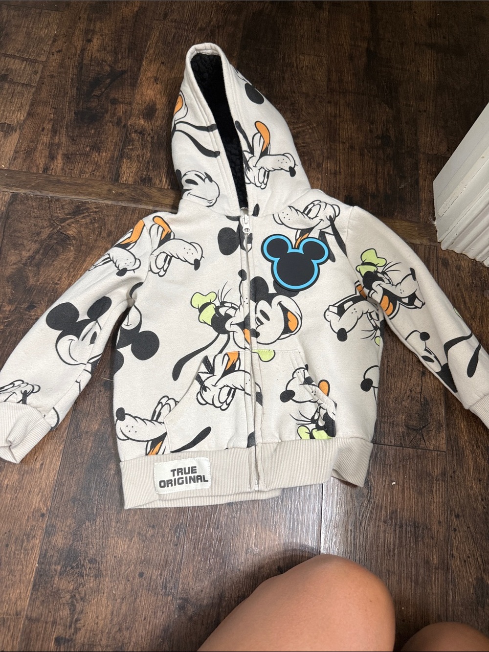 Kids Cream Mickey Mouse Zip-Up Hoodie Sweatshirt - True Original